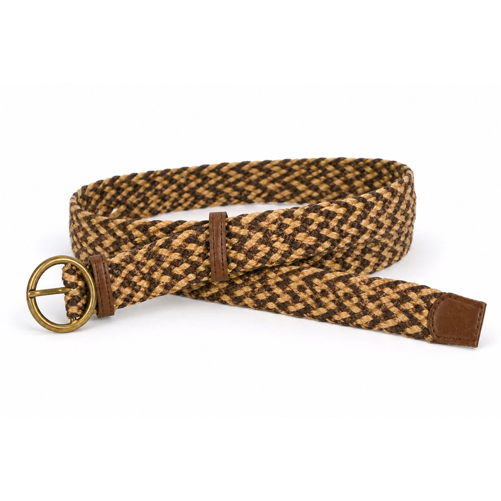 Braided Jute Rope Belt Boho Western O Ring Buckle Brown Tan Plus Size 2X 3X